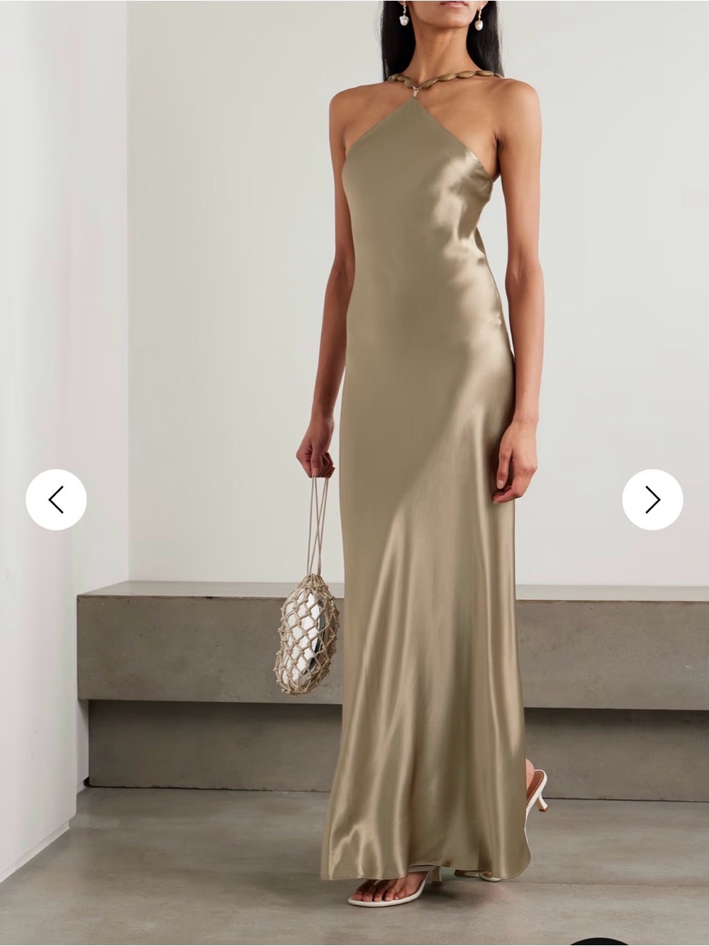 STAUD Cadence Beaded Satin Dress